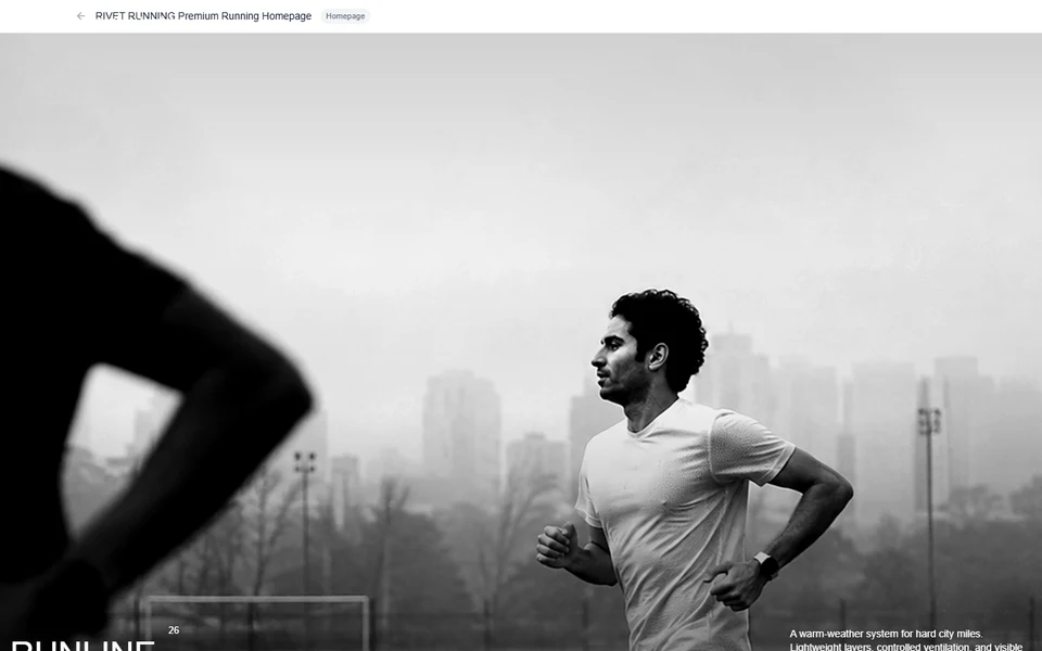 RIVET RUNNING Editorial Commerce Homepage preview