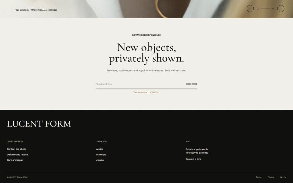 LUCENT FORM Global Footer preview