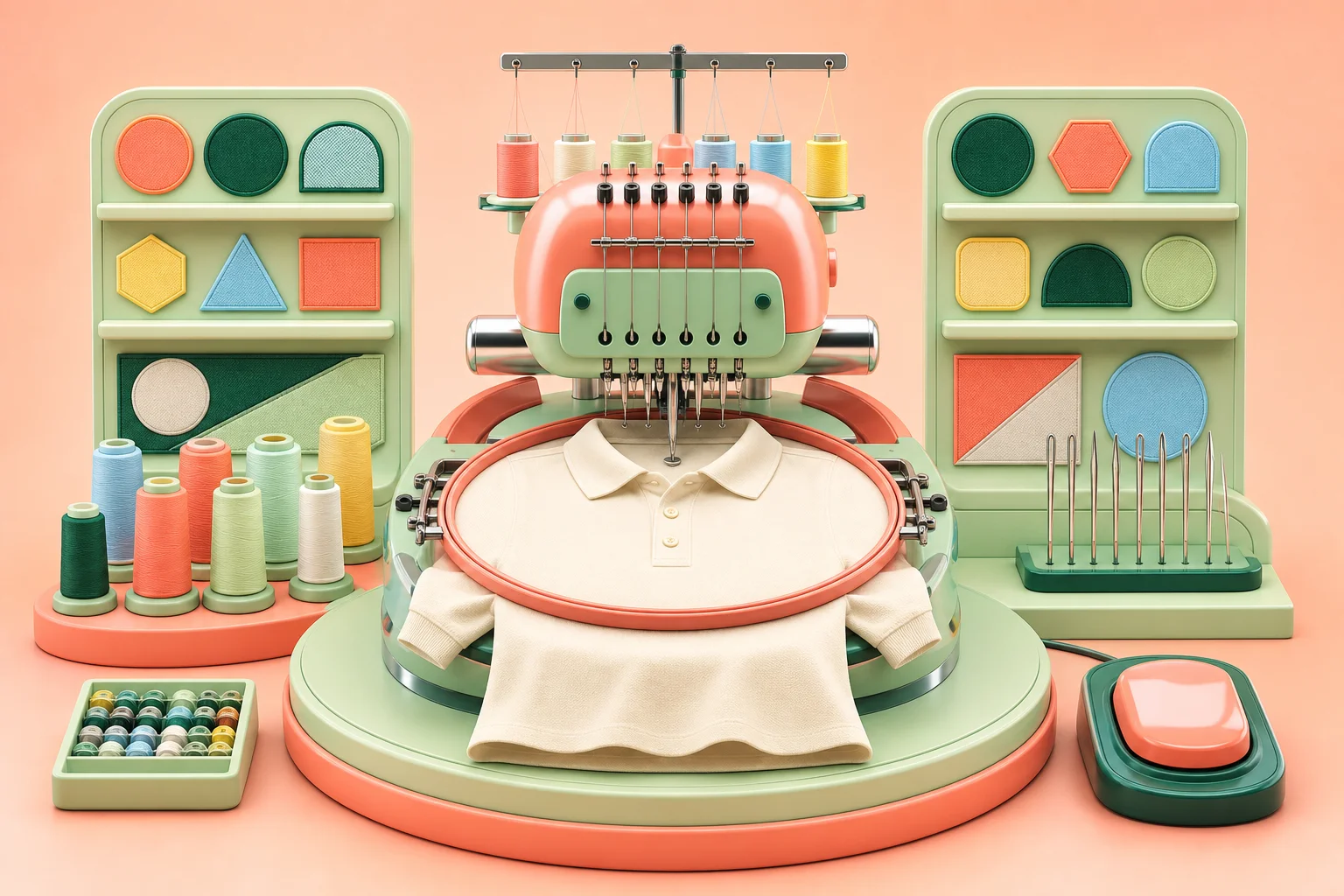 Court badge embroidery machine