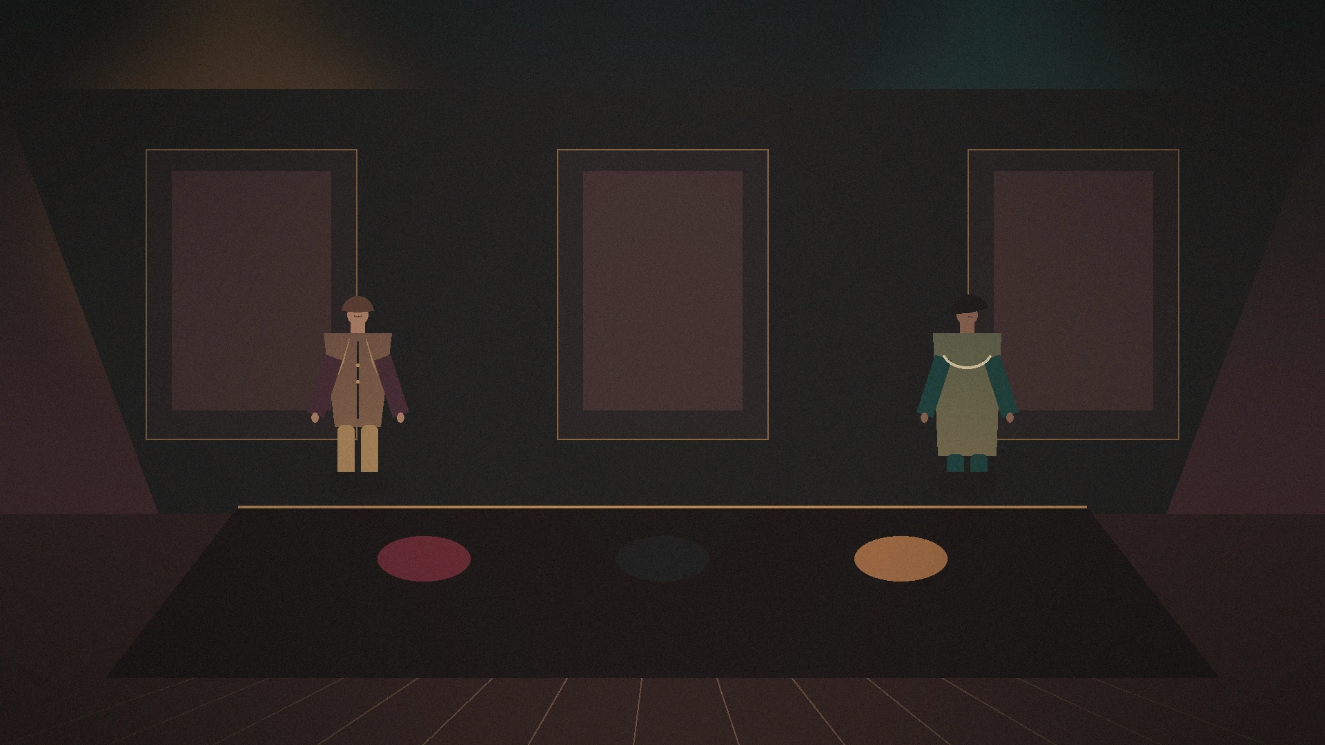 A dark salon prepared for a private fashion unveiling