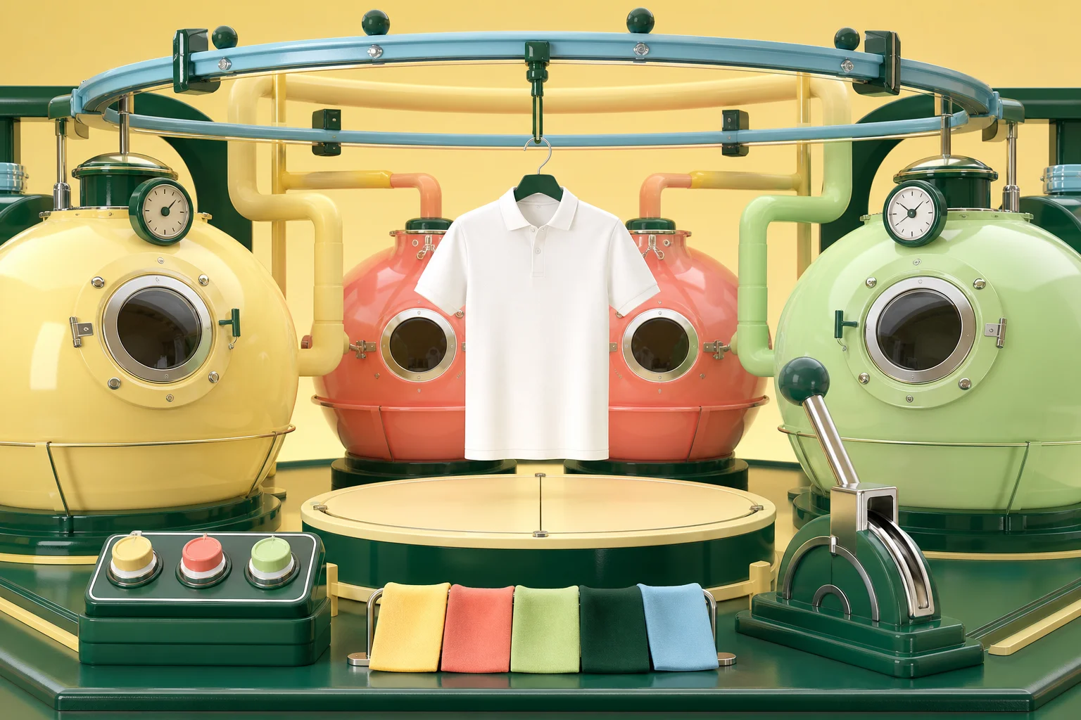 Low-water courtwear colour machine
